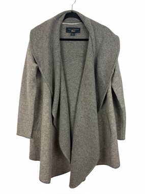 Paul Costelloe Grey Wool Blend Waterfall Cardigan Coat Size 8 Open Front
